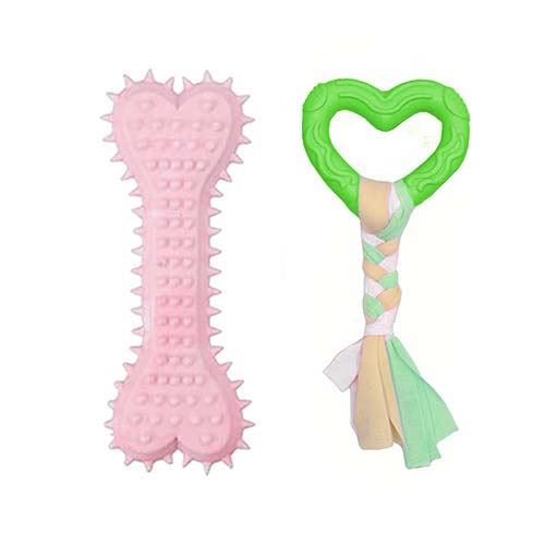 تصویر  اسباب بازی دندانی سگ بایو موزارا مدل قلب و استخوان صورتی و سبز