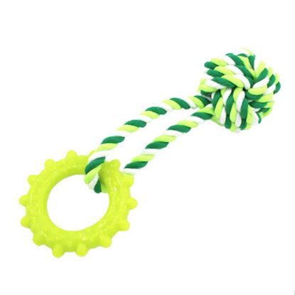 تصویر  اسباب بازی سگ و گربه مدل توپ کنفی حلقه دار سبز