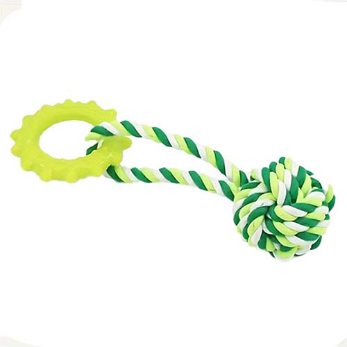 تصویر  اسباب بازی سگ و گربه مدل توپ کنفی حلقه دار سبز