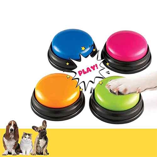 تصویر  دکمه صحبت آموزشی سگ و گربه قابل ضبط صدا نارنجی