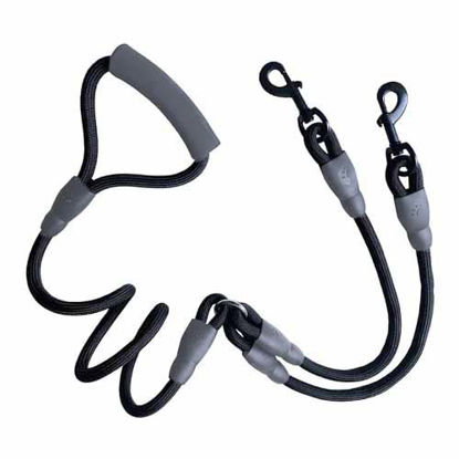 تصویر  بند قلاده دو قلو سگ طول 1.3 متر مشکی