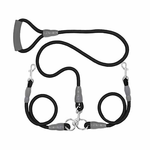 تصویر  بند قلاده دو قلو سگ طول 1.3 متر مشکی