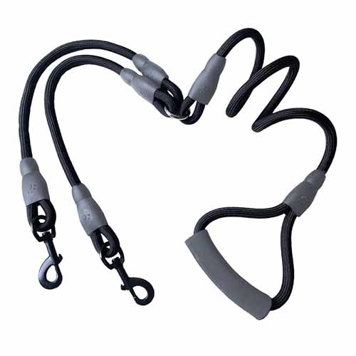 تصویر  بند قلاده دو قلو سگ طول 1.3 متر مشکی