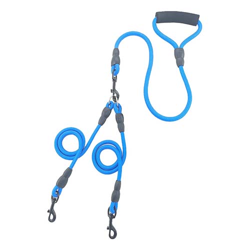 تصویر  بند قلاده دو قلو سگ طول 1.3 متر آبی