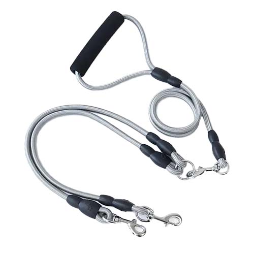 تصویر  بند قلاده دو قلو سگ طول 1.3 متر طوسی