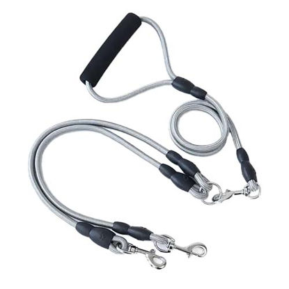 تصویر  بند قلاده دو قلو سگ طول 1.3 متر طوسی