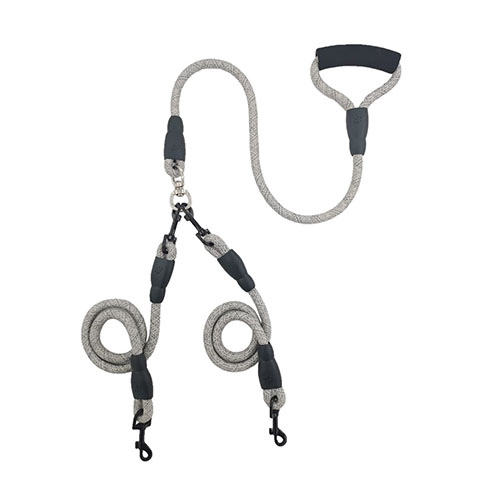 تصویر  بند قلاده دو قلو سگ طول 1.3 متر طوسی