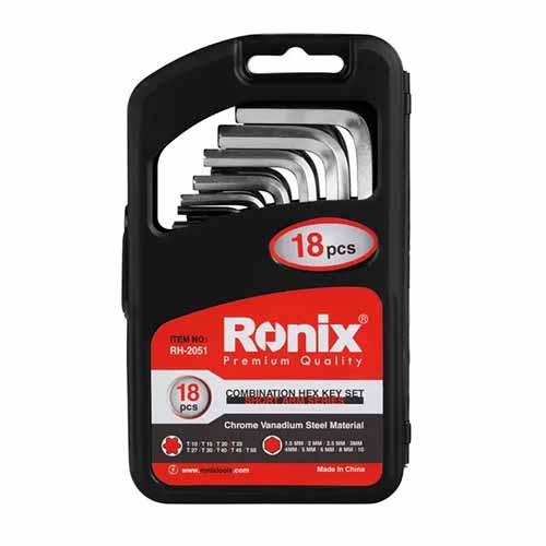 تصویر  آچار آلن و ستاره ای رونیکس مدل 2051 مجموعه 18 عددی