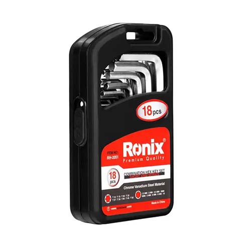 تصویر  آچار آلن و ستاره ای رونیکس مدل 2051 مجموعه 18 عددی