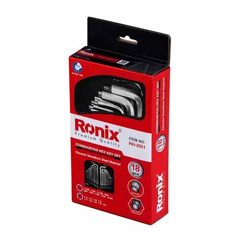 تصویر  آچار آلن و ستاره ای رونیکس مدل 2051 مجموعه 18 عددی