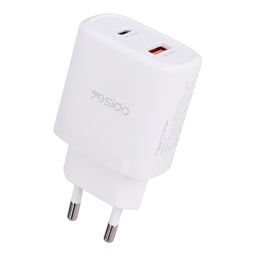تصویر  شارژر دیواری یسیدو مدل YC47 به همراه کابل لایتنینگ سفید