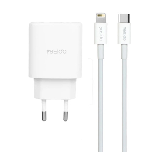 تصویر  شارژر دیواری یسیدو مدل YC47 به همراه کابل لایتنینگ سفید
