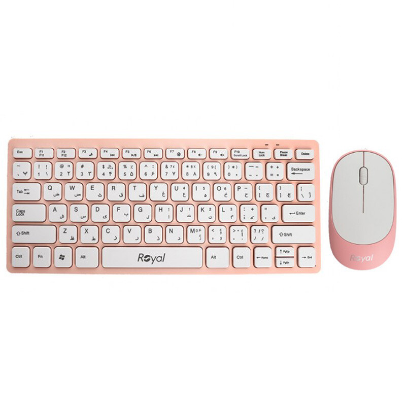 تصویر  ست کیبورد و ماوس بی سیم رویال مدل KM-810 صورتی