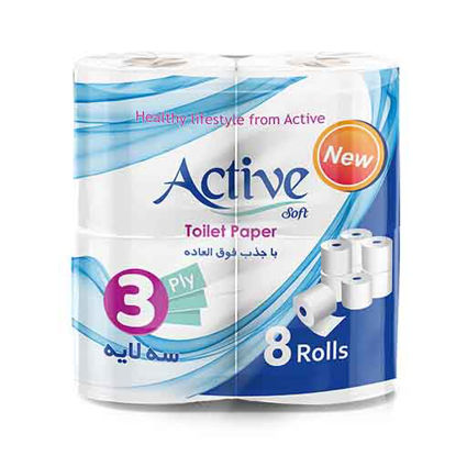 تصویر  دستمال توالت رولی اکتیو بسته 8 عددی