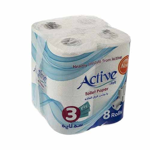 تصویر  دستمال توالت رولی اکتیو بسته 8 عددی