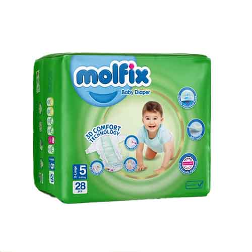 تصویر  پوشک مولفیکس سایز 5 بسته 28 عددی