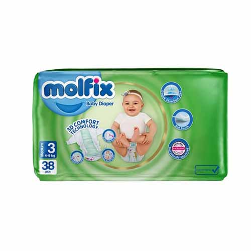 تصویر  پوشک مولفیکس سایز 3 بسته 38 عددی