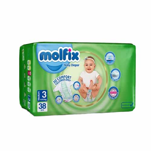 تصویر  پوشک مولفیکس سایز 3 بسته 38 عددی