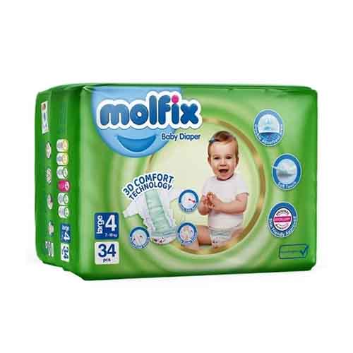 تصویر  پوشک مولفیکس سایز 4 بسته 34 عددی