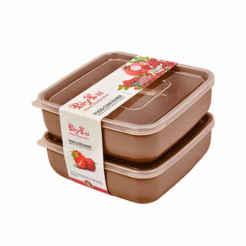 تصویر  ظرف فريزری مربعی 2 قلو پلی ياس ظرفیت 1 لیتر قهوه‌ای