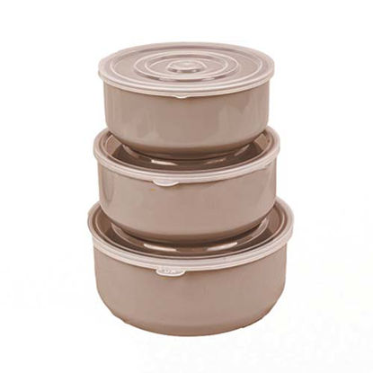 تصویر  ظرف فريزری گرد پلی ياس 3 عددی قهوه‌ای