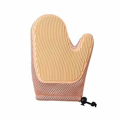 تصویر  دستکش پرزگیر دوطرفه سگ و گربه بایو موزارا کرم