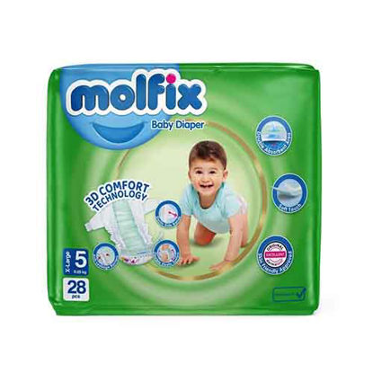 تصویر  پوشک مولفیکس سایز 5 بسته 28 عددی