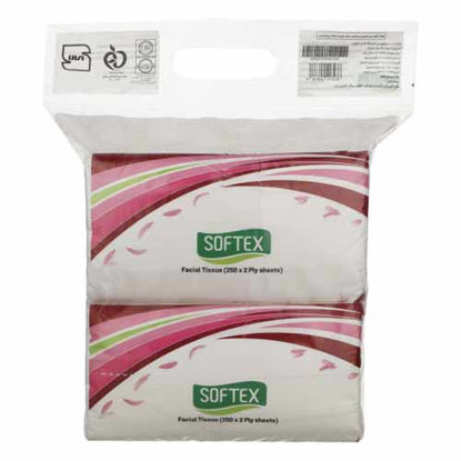 تصویر  دستمال کاغذی سافتکس 250 برگ بسته دو عددی