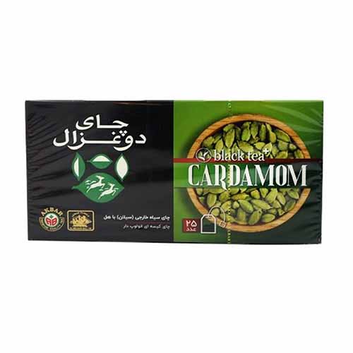 تصویر  چای سیاه کیسه ای با هل انولوپ دار دوغزال بسته 25 عددی