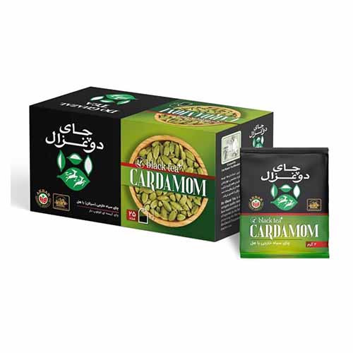 تصویر  چای سیاه کیسه ای با هل انولوپ دار دوغزال بسته 25 عددی