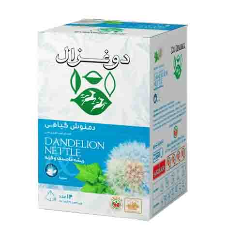 تصویر  دمنوش ریشه قاصدک و گزنه دو غزال بسته 14 عددی